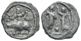 Roman Egypt, circa 2nd - 3rd centuries AD - year 3 of an uncertain emperor. Tessera (Lead, 20.70 mm, 4.01 g). Male figure right, Nike crowning him; be...