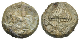 Italy. Rome. Papal Seal of a Sede Vacante. 17th - 18th centuries (Lead, 16.13 mm, 6.86 g). ROMA, figures (?). Rev. Umbrella on crossed keys. About Ver...