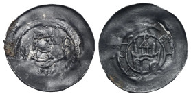 Germany. Strassburg (Bishophric). Heinrich I von Hasenburg Bishop, 1181-1190. Pfennig (Silver, 16.65 mm, 0.59 g). Half-length bust facing, head turned...