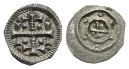 Hungary. Stephen II, 1116-1131. Denar (Silver, 11.32 mm, 0.34 g). Cross with pellets and small crosses in angles. Rev. Short cross with pellet in each...