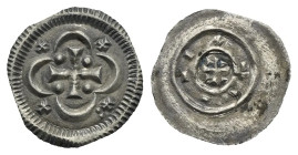 Hungary. Stephen II, 1116-1131. Denar (Silver, 12.55 mm, 0.28 g). Cross with dots in a quatrefoil; crosses in the outer angles, one with an additional...