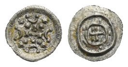 Hungary. Bela II, 1131-1141. Denar (Silver, 10.33 mm, 0.16 g). Small central cross ending in orbs sorrounded by four concave crescents and dots. Rev. ...