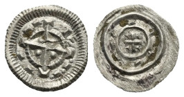 Hungary. Bela II, 1131-1141. Denar (Silver, 12.04 mm, 0.23 g). Long cross with pelleted circle; pseudo legend around. Rev. Short cross with pellet in ...