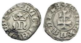 Hungary. Maria of Anjou, 1382-1387. Denar (Silver, 13.58 mm, 0.44 g). REGINE VNGARIE, Crowned M. Rev. MONETA MARIE, Double-barred patriarchal cross. C...