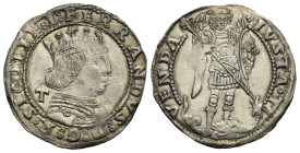 Italy. Napoli. Ferdinando I d’Aragona, 1458-1494. Coronato (Silver, 27.31 mm, 3.98 g). FERRANDVS D G R SICILIE I, Crowned and cuirassed bust right, be...