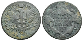 Italy. Palermo. Kingdom of Sicily under the House of Savoy. Vittorio Amedeo II, 1713-1719. Grano. 1717 (Bronze, 23.47 mm, 4.32 g). VICT AMED G SIC ILI...