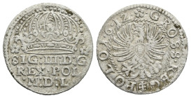 Poland. Kraków. Sigismund III Vasa, 1587-1632. 1 Groschen. 1612 (Silver, 20.99 mm, 1.37 g). SIG : III : D : G / REX. POL / .M : D : L, Crown. Rev: GRO...