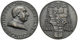 France. Cardinal Guillaume d'Estouteville (1439-1483). Cast Medal. After 1461. Opus: C. de Geremia (Bronze, 46.31 mm, 46.36 g). Lis - G DESTOVTEVILLA ...