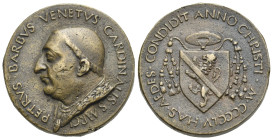 Italy. Papal States. Cardinal Pietro Barbo, future Pope Paul II (1464-1471). Cast Medal dated 1455. For the construction of Palazzo Venezia in Rome. O...