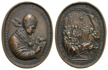 Italy. Papal States. Gregorius XVI (1831-1846). Oval Medal. 1831. Opus: G. Cerbara (Bronze, 47.44 x 60.96 mm, 54.14 g). S GREGORIO MAGNO PONT MAX HVMI...