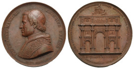 Italy. Papal States. Pius IX (1846-1878). Medal dated 8 September 1846. For the construction of a temporary wooden triumphal arch at the entrance to P...
