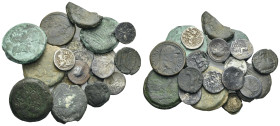 Large lot of approx. 19 Roman Republican coins (bronze and silver). Circa 2nd–1st centuries BC. Lot sold as seen – no returns.