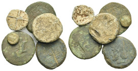Large lot of six (6) Roman Republican and Imperial coins and tokens (bronze and lead). Includes Imperial sesterces bearing the Neronian countermark NC...