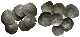 Large lot of seven (7) Byzantine Trachea (billon). Includes issues of Isaac II and Alexius III, 11th century. Lot sold as seen – no returns.