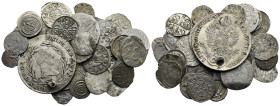 Large lot of approx. 30 Medieval and Modern European silver and billon coins. Lot sold as seen – no returns.