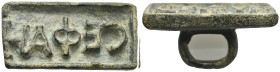 Byzantine Bronze Bread Stamp, with high handle. Circa 4th - 7th centuries (5.4 x 2.7 cm). CEΦAH (retrograde), name in relief set in deep incuse. Attra...