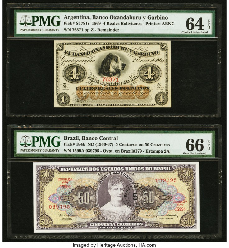 Argentina Banco Oxandaburu y Garbino 4 Reales Bolivianos 1869 Pick S1781r Remain...