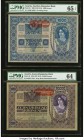 Austria Austrian-Hungarian Bank 1000; 10,000 Kronen 1902 (ND 1919); 1918 (ND 1919) Pick 61; 65 PMG Gem Uncirculated 65 EPQ; Choice Uncirculated 64. 

...
