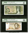 Austria Austrian National Bank 100 Schilling 1969 (ND 1981) Pick 146 PMG Superb Gem Unc 67 EPQ; 20 Schilling 1986 (ND 1988) Pick 148 PMG Gem Uncircula...
