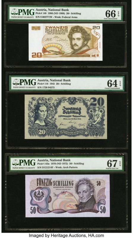 Austria Austrian National Bank 20 Schilling 1986 (ND 1988) Pick 148 PMG Gem Unci...