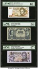 Austria Austrian National Bank 20 Schilling 1986 (ND 1988) Pick 148 PMG Gem Uncirculated 66 EPQ; 20 Shillings 29.5.1945 Pick 116 Choice Uncirculated 6...