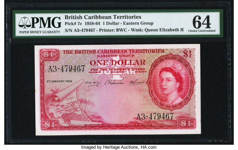 British Caribbean Territories Currency Board 1 Dollar 1958-64 Pick 7c PMG Choice...