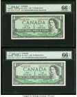 Canada Bank of Canada $1 1954 BC-bA-i Two Consecutive Examples PMG Gem Uncirculated 66 EPQ. 

HID09801242017
