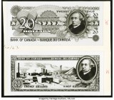 Canada Bank of Canada $20 1963 BC-UNL Face and Back Photographic Essay's About Uncirculated. Both examples are mounted on cardstock.

HID09801242017