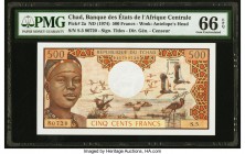 Chad Banque Des Etats De L'Afrique Centrale 500 Francs ND (1974) Pick 2a PMG Gem Uncirculated 66 EPQ. 

HID09801242017