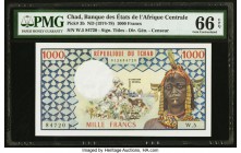 Chad Banque Des Etats De L'Afrique Centrale 1000 Francs ND (1974-78) Pick 3b PMG Gem Uncirculated 66 EPQ. 

HID09801242017