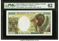 Chad Banque Des Etats De L'Afrique Centrale 10,000 Francs ND (1984-91) Pick 12a PMG Uncirculated 62. Stains.

HID09801242017