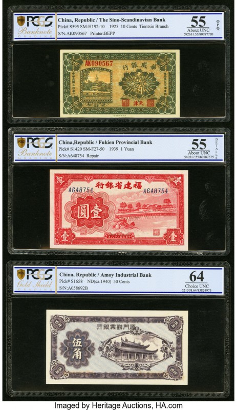 China Sino-Scandinavian Bank, Tientsin 10 Cents; 1 Yuan; 50 Cents 1925; 1939; ND...
