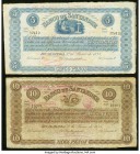 Colombia Banco de Santander 5 Pesos 1900 Pick S832b & 10 Pesos PS833b Very Fine. A pair of denominations from this issue, each with revalidation stamp...