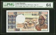 Congo Republique Populaire du Congo 1000 Francs ND (1974-78) Pick 3b PMG Choice Uncirculated 64. 

HID09801242017