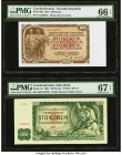 Czechoslovakia Socialist Republic; State Bank 100 Korun 1953; 1961 Pick 86a; 91c Two Examples PMG Gem Uncirculated 66 EPQ; Superb Gem Unc 67 EPQ. 

HI...