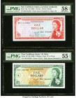 East Caribbean States Currency Authority 1; 5 Dollars ND (1965) Pick 13g; 14l PMG Choice About Unc 58 EPQ; About Uncirculated 55 EPQ. 

HID09801242017