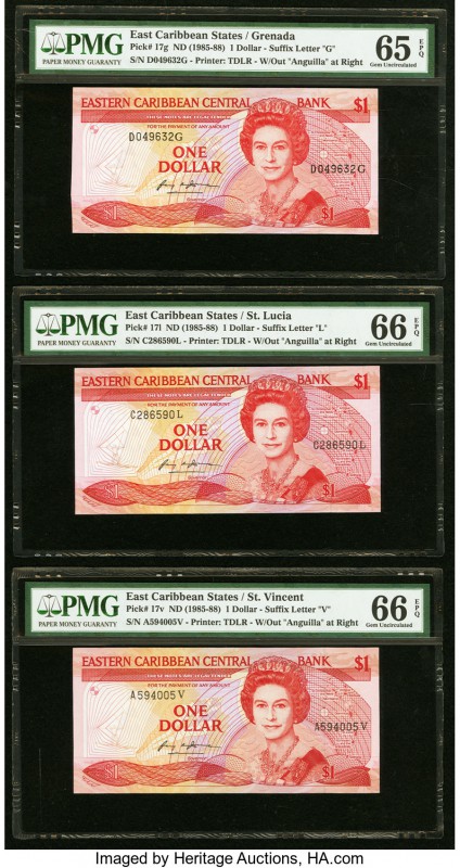 East Caribbean States Central Bank, Grenada 1 Dollar ND (1985-88) Pick 17g; 17l;...