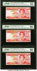East Caribbean States Central Bank, Grenada 1 Dollar ND (1985-88) Pick 17g; 17l; 17v Three Examples PMG Gem Uncirculated 65 EPQ; Gem Uncirculated 66 E...