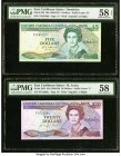 East Caribbean States Central Bank, Dominica 5; 20 Dollars ND (1988-93) Pick 22d; 24l2 Two Examples PMG Choice About Unc 58 EPQ; Choice About Unc 58. ...