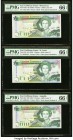 East Caribbean States Central Bank, Montserrat 5 Dollars ND (1993) Pick 26m; 26l; 26u Three Examples PMG Gem Uncirculated 66 EPQ. 

HID09801242017