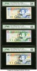 East Caribbean States Central Bank, Antigua 10; 5; 10 Dollars ND (1994); ND (2000) (2); Pick 32a; 37l; 38l Three Examples PMG Choice About Unc 58 EPQ;...