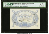 French Guiana Banque de la Guyane 5 Francs 1901 (ND 1922-47) Pick 1d PMG About Uncirculated 53. 

HID09801242017