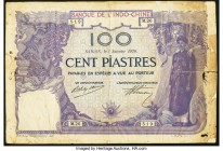 French Indochina Banque de l'Indo-Chine 100 Piastres 9.1.1920 Pick 42 Very Good. Repairs, edge tears, and missing pieces. There will be no returns on ...