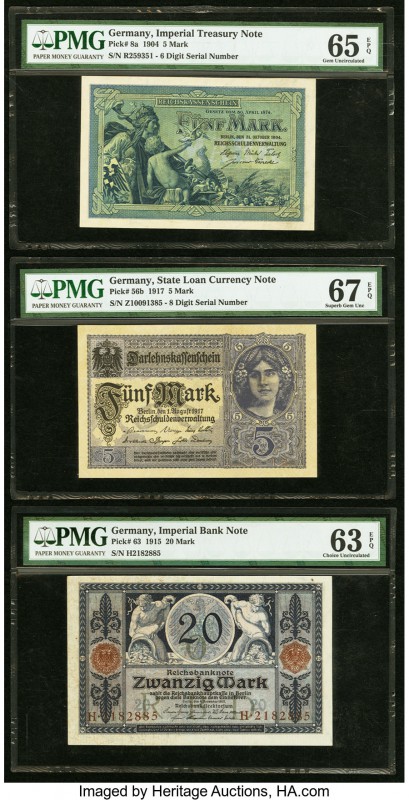 Germany Imperial Treasury; State Loan Currency Note 5 (2); 20 Mark 1904; 1917; 1...