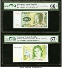 Germany Deutsche Bundesbank 5 Deutsche Mark 1960; 1991 Pick 18a; 37 Two Examples PMG Gem Uncirculated 66 EPQ; Superb Gem Unc 67 EPQ. 

HID09801242017