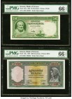 Greece Bank of Greece 50; 1000 Drachmai 1939 Pick 107a; 110a Two Examples PMG Gem Uncirculated 66 EPQ. 

HID09801242017