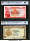 Hong Kong Hongkong & Shanghai Banking Corp. 100; 500 Dollars 13.3.1972; 31.3.1980 Pick 185a; 189b KNB73; KNB76b Two Examples PCGS Gold Shield About UN...