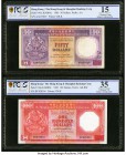 Hong Kong Hongkong & Shanghai Banking Corp. Lot Of Four PCGS Graded Examples. 50 Dollars 1.1.1985 Pick 193a KNB81 PCGS Gold Shield Choice Fine 15. 100...