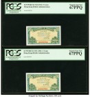 Hong Kong Government of Hong Kong 5 Cents ND (1941) Pick 314 KNB4 Two Consecutive Examples PCGS Superb Gem New 67PPQ. 

HID09801242017
