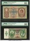 Hungary Hungarian National Bank 50; 10 Pengo 1932; 1936 Pick 99; 100 Two Examples PMG Gem Uncirculated 65 EPQ; Gem Uncirculated 66 EPQ. 

HID098012420...